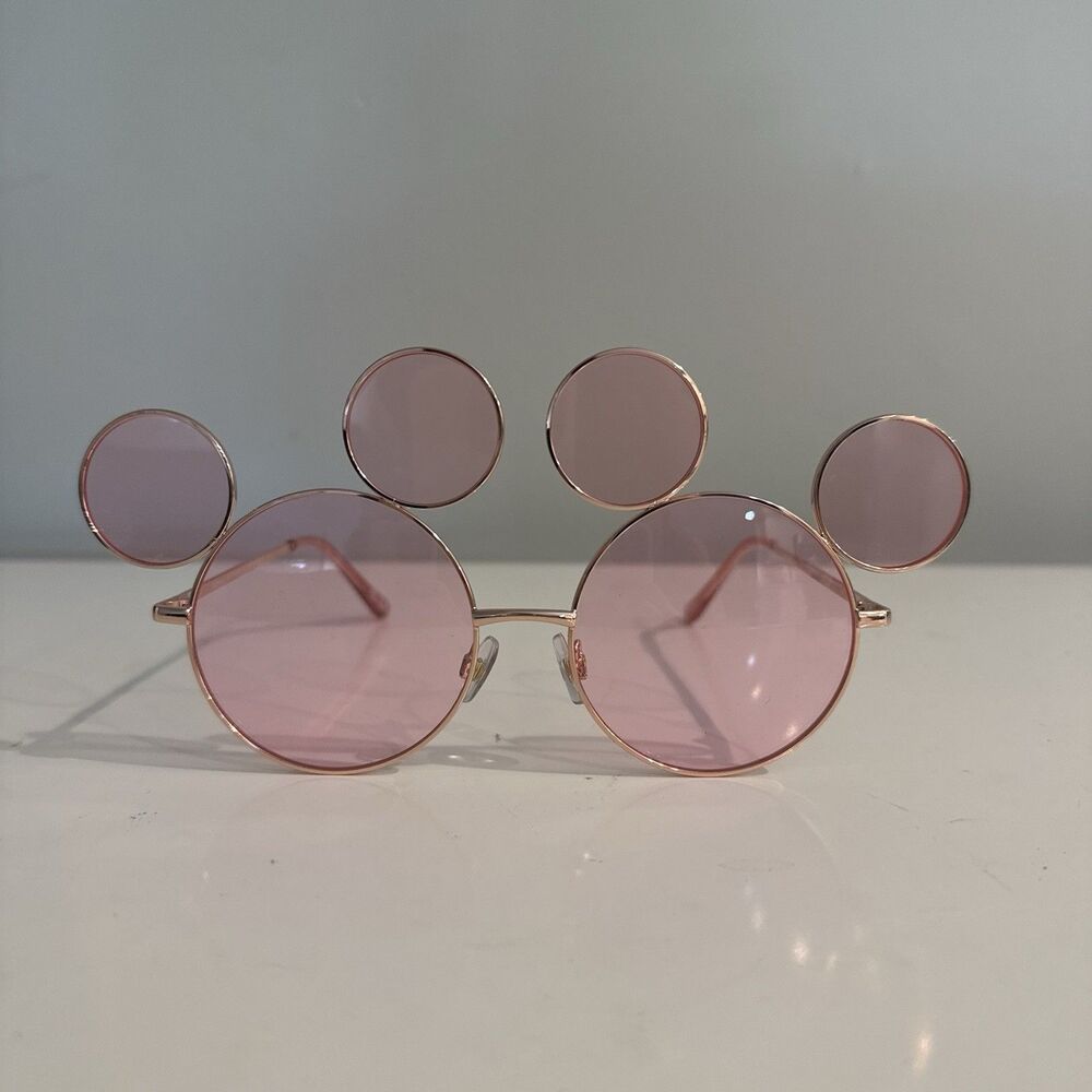 Tokyo Disney Mickey Mouse Ear Shaped Style Rose Colored Pink Sunglasses